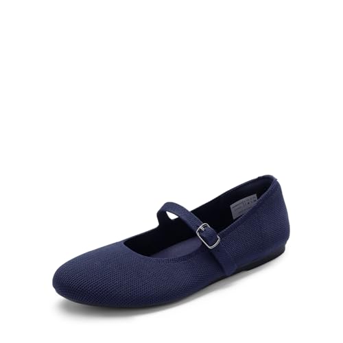 DREAM PAIRS Damen Mary Jane Ballerinas, Elegant, Riemchen Ballerinas Damen, Faltbare Strick-Ballerinas mit...