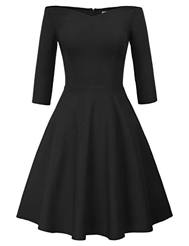 Swing Kleid schwarz Retro Kleider 50er Jahre Festliche Kleider für Damen Knielang CL823-1 L