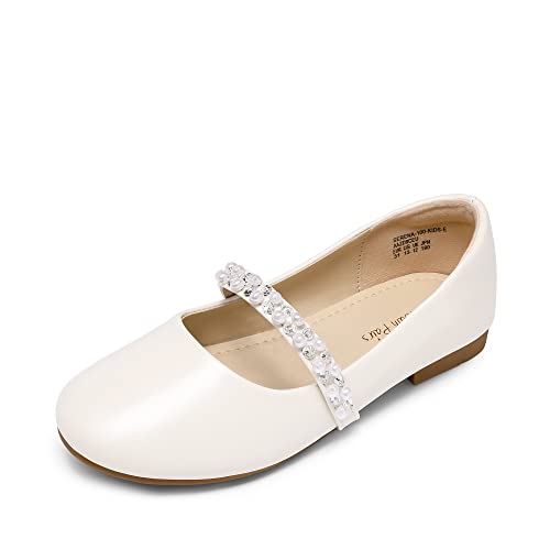 DREAM PAIRS Mädchen Mary Jane Strap Flache Schuhe Ballerinas Prinzessin Schuhe Flache Schulschuhe Ivory-New-E...