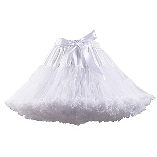 PhilaeEC Damen Petticoat Tüllrock Kurz Tutu Ballett Ballkleid Unterrock Underskirt Crinoline, Länge 40cm, Taille...