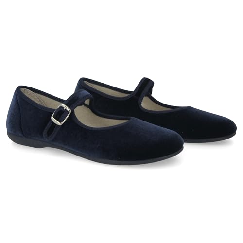 PAYMA - Damen Mary Janes aus Samt. Flache Ballerinas, Casual Sandalen, Bequeme Maryjane Schuhe Schnallenverschluss....