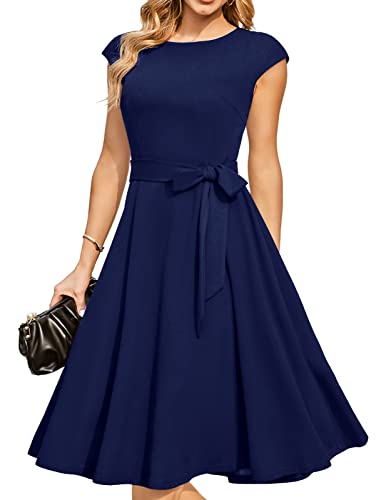 DRESSTELLS Damen Weihnachtskleid Vintgae Rockabilly Kleider A-Line Petticoat Festliche Abendkleider elegant für...
