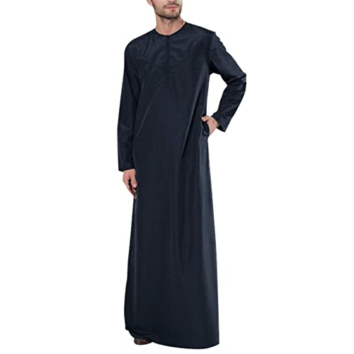 Briskorry Muslimische Kleider Herren Ethnischen Kleidung Islamischen Dubai Lose Gebetskleidung für Männer Button Down...