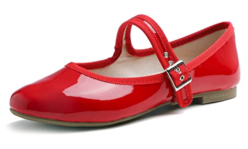Feversole Damen Weiches Kissen Extra Gepolstert Komfort Runde Zehe Mary Jane Metallschnalle Mode Ballerinas...