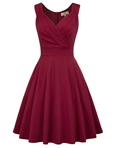 GRACE KARIN 50s Kleid Rockabilly ärmellos Partykleid Damen Vintage Kleider 50er Jahre Partykleider CL698-2 M