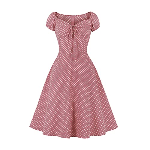 IWEMEK Damen Vintage Retro Polka Dots Rockabilly Swing Kleid 1950er Jahre Pinup Audrey Hepburn Stil 50er 60er...