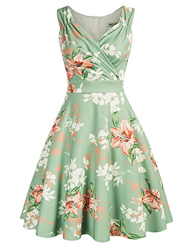 GRACE KARIN 50s Kleid Rockabilly ärmellos blumenkleid Damen Vintage Kleider 50er Jahre blumenkleider CL2811-17 M
