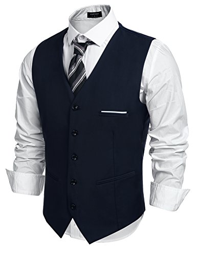 COOFANDY Herren Western Weste Herren Anzug Weste V-Ausschnitt Ärmellose Westen Slim Fit Anzug Business...