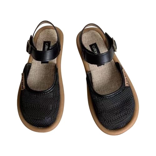 Mary Jane Schuhe Damen Flach - Sabots Damen Strick Runde Zehe Pumps Schuhe Atmungsaktiv Hausschuhe rutschfest...