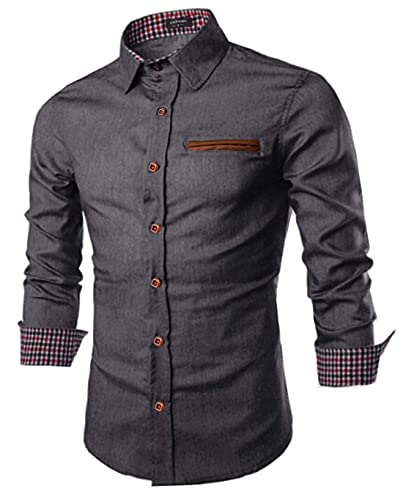 COOFANDY Herren Hemd Langarm Jeanshemden Regular fit Denim Shirt Langarmhemd Rockabilly Cowboy-Style Freizeit Hemden...
