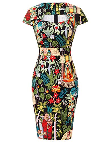 GRACE KARIN 50er Jahre Kleid Rockabilly Kleid Bleistiftkleid Vintage Etuikleid Casual Kleid L CL7597-35