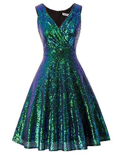 cocktailkleid v Ausschnitt Elegante Kleider Winter Petticoat Kleid 50er Jahre Swing Kleid CL1061-8 XL