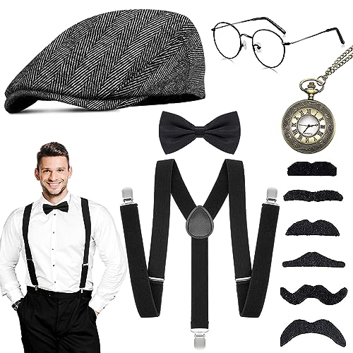 WEARXI 20er Jahre Herren Accessoires, Karneval Kostüme Herren, Peaky Blinders Kostüm, , Mafia Halloween Kostüm...