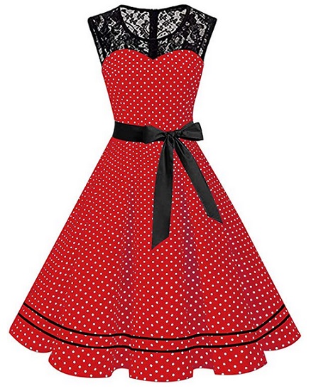 50er Jahre Mode Damen Petticoat Rockabilly Kleid rot Vintage Swing Kleid